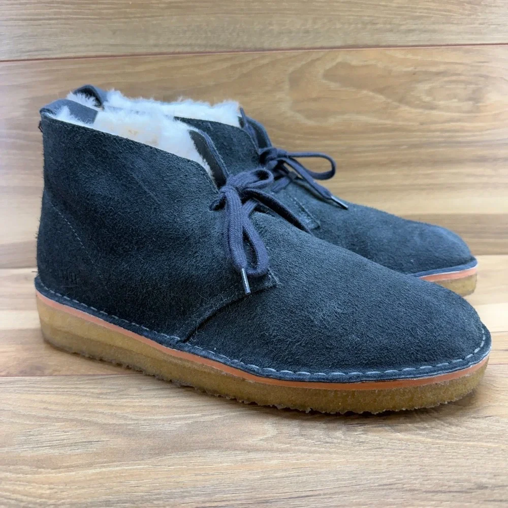 Clarks Todd Snyder Desert Chukka Mens 11.5 Dark Gray Blue? Suede Crepe Gum Fur